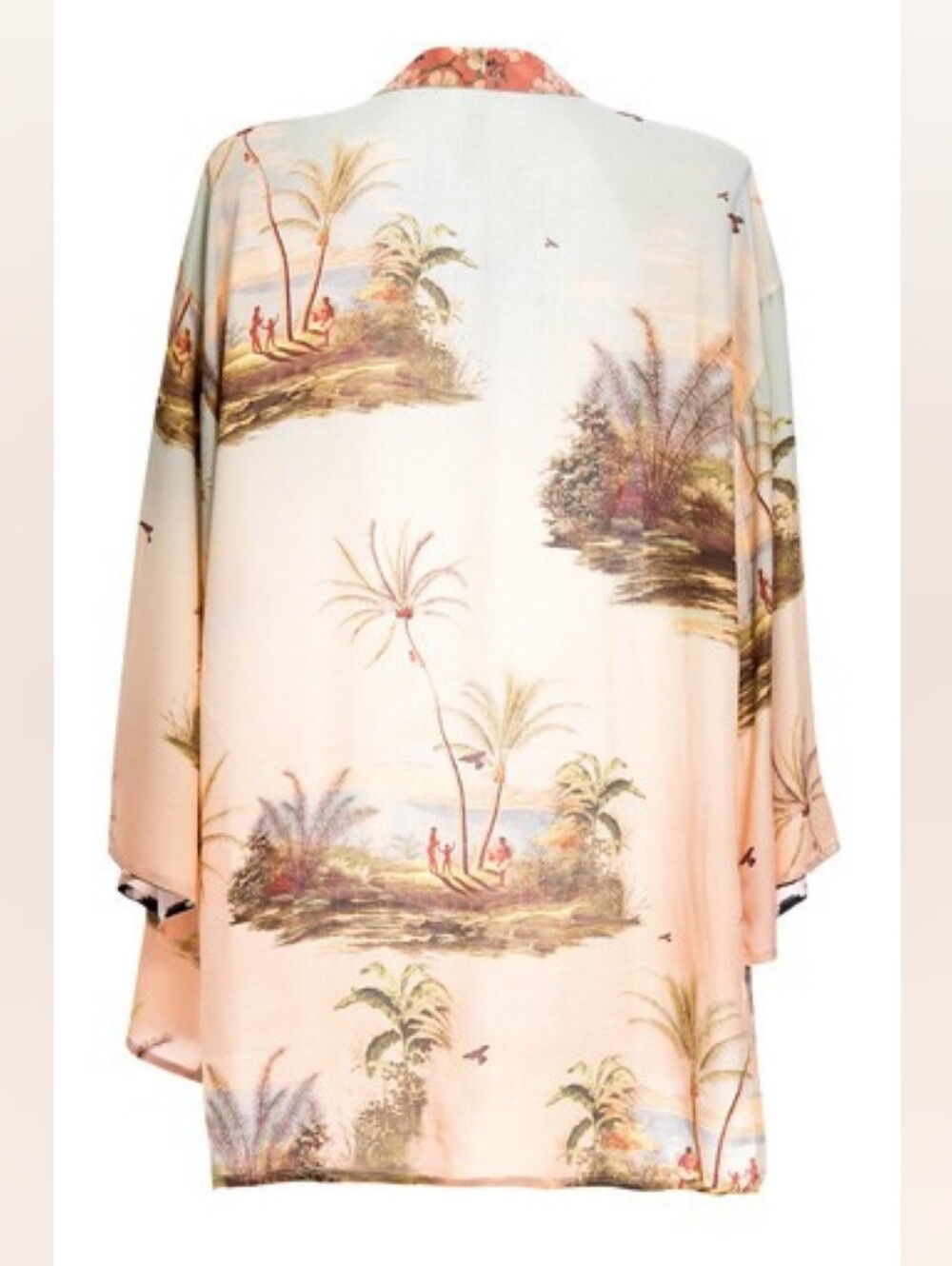 Agua Bendita Juana Aldea Kimono Beach Cover-up Hawaiian Island Print Sunset